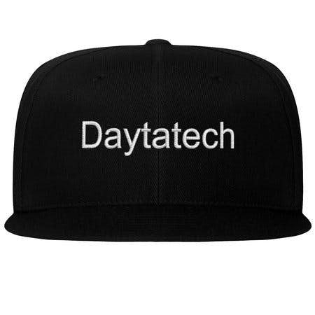 Black, wide brimmed hat with Daytatech logo